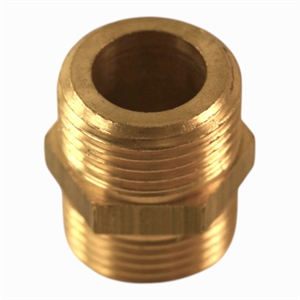 Metalnippel med udvendig gevind til samling af to slanger.